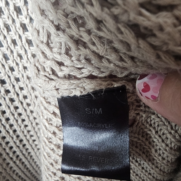 Wishlist Cardigan Womens Small Medium Beige Crochet Knit Long Duster Open Front - Picture 8 of 11